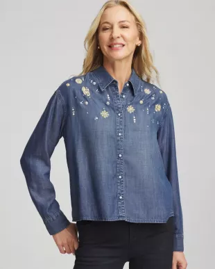 Tencel Embellished Denim Shirt