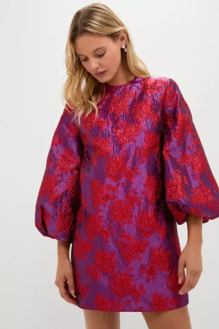 Red & Purple Jacquard Janie Mini Dress