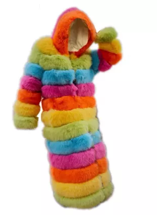 Over The Rainbow Faux Fur Coat