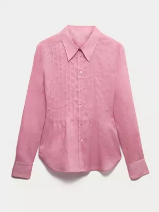 Saturday Night Live UK Nicola Coughlan Pink Pintuck Shirt