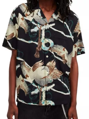 Beef S02 Joshua Martín Black Bird Print Shirt