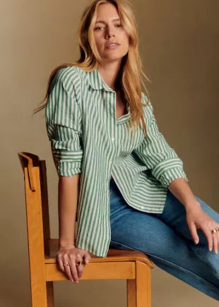Tomboy Shirt Ecru Green Stripes
