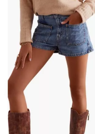 Bettie Sailor Patch Pocket Denim Shorts