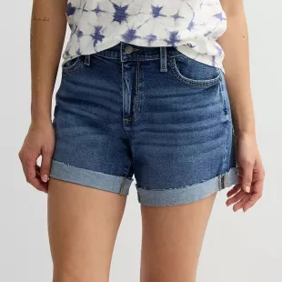 Sonoma Goods For Life® Curvy Mid-Rise Roll Cuff Jean Shorts