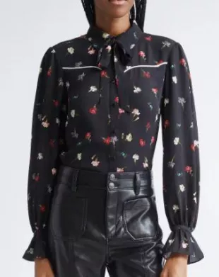 Kelela Print Tie Neck Shirt