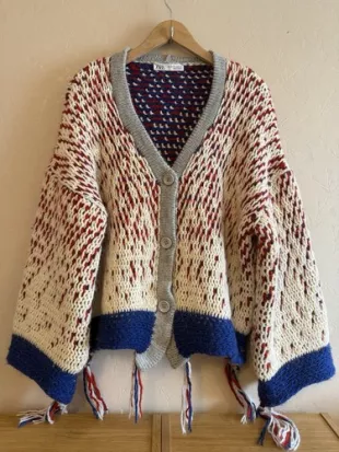 Heavy Very Chunky Knit Tassel Oversized Wool Blend Cardigan