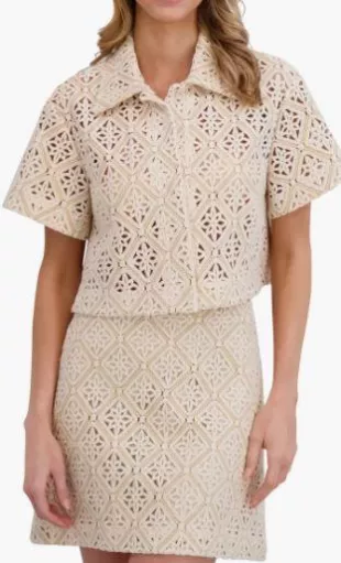 Open Stitch Crop Shirt