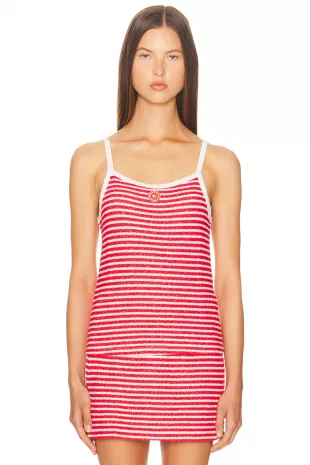 Serif Logo Striped Terry Tank Top