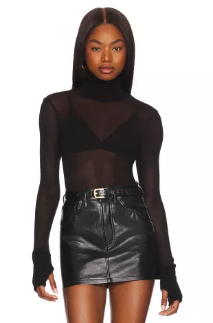 Mesh Cuffed Turtleneck