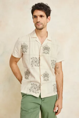 Clairo shirt in Cream Quilt Squares