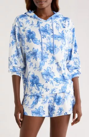 Blue Floral Hoodie