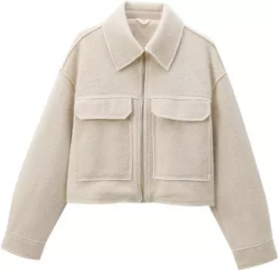 Women's Collar Pocket Decoration Short Coat