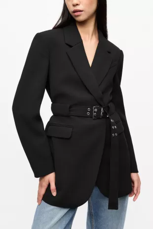 Black Bonded Crepe Blazer