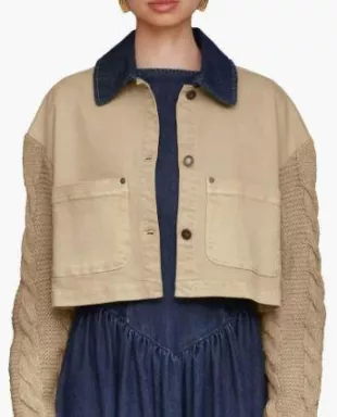Knit Sleeve Crop Chore Jacket