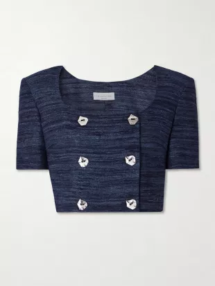 Vittoria Cropped Silk-Tweed Top