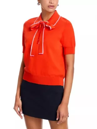 The View 2026 Sunny Hostin Red Tie Neck Top