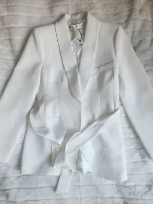 Belted Tuxedo Collar Blazer
