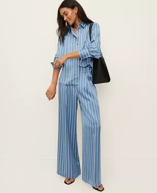 Pleated Satin Wide-Leg Pant