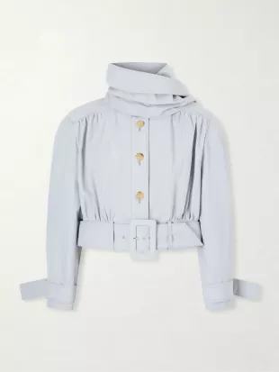 Belted Linen Crop Jacket