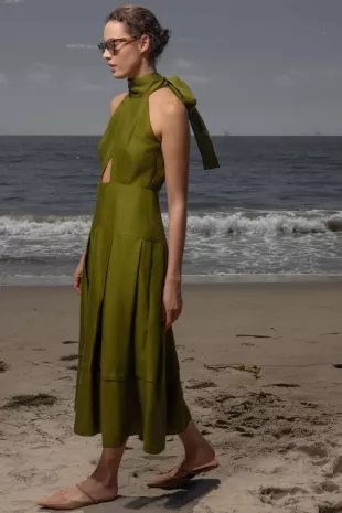 Ginger Dress in Frog Linen