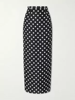 Winton Polka-dot Silk Midi Skirt