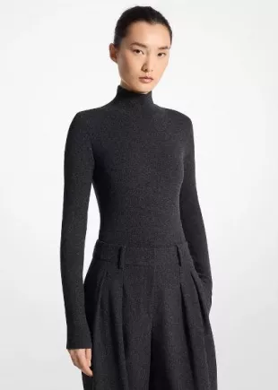 Turtleneck Cashmere-Blend Bodysuit