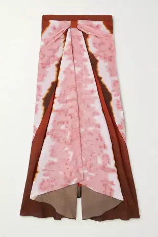 Kalliope tie-dyed Satin Midi Skirt