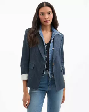 Obie Pinstripe Linen Blend Dickey Jacket