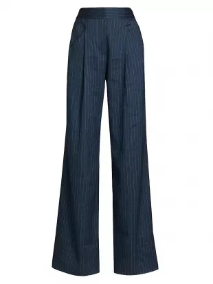 Rimini Pinstripe Linen Blend Wide Leg