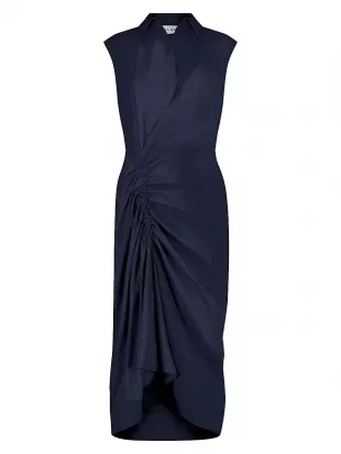 Sleeveless Shirt Dress with Gathered Front