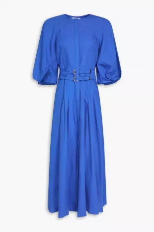 Elea Pleated Linen midi Dress