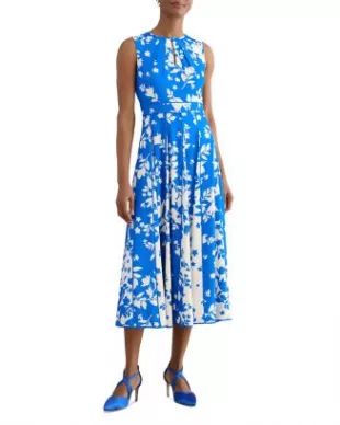 Angelica Pleated Fit-Flare Midi Dress