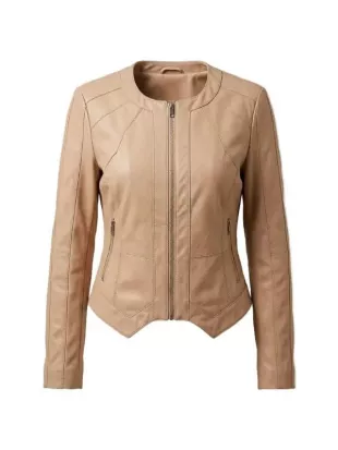 House of Villains S03 Drita D’Avanzo Beige Leather Jacket
