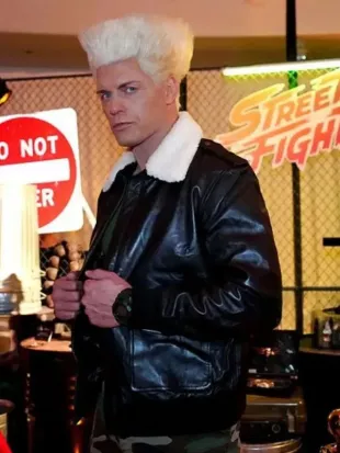 Street Fighter Cody Rhodes Black Leather Jacket