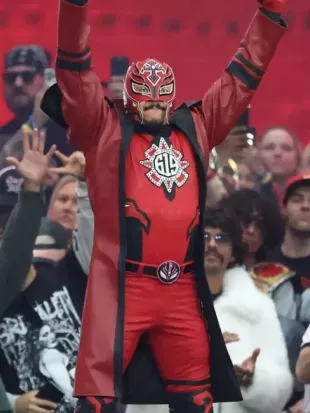 Rey Mysterio WrestleMania 42 Red Leather Coat