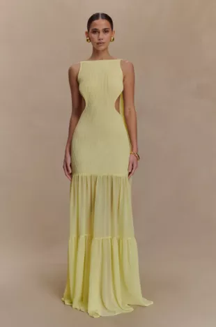Haille Knit Chiffon Maxi Dress