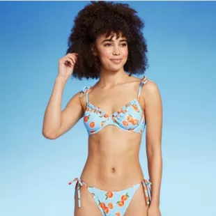 Blue and Orange Floral Bikini