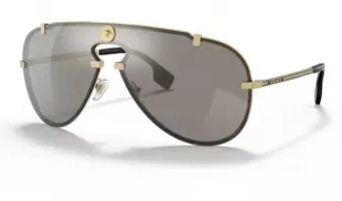 Gold/Light Grey Mirror Silver Oval Men’s Sunglasses