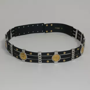 Black Medallion Leather Belt
