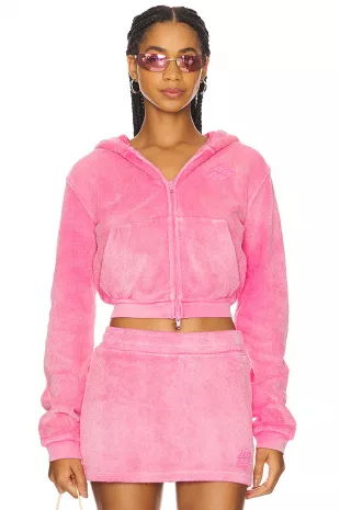 Pink Terry Cropped Hoodie