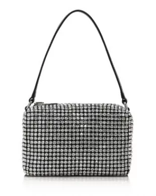 Silver Rhinestone Pouch Shoulder Bag