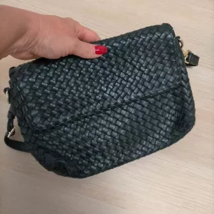 Woven Black Leather Handbag