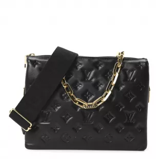 Lambskin Embossed Monogram Coussin PM Black