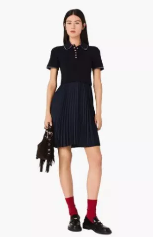 Mini Pleated Polo Collar Dress