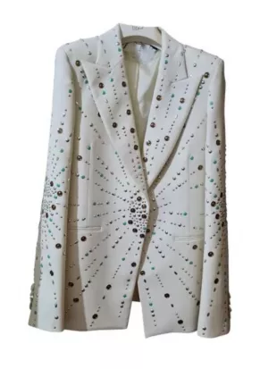 American Idol S24 Hannah Harper White Embellished Blazer