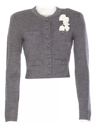 Crochet-Flower Button Cardigan