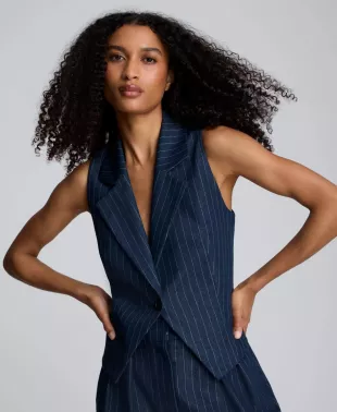 Fitted Pinstripe One-Button Vest