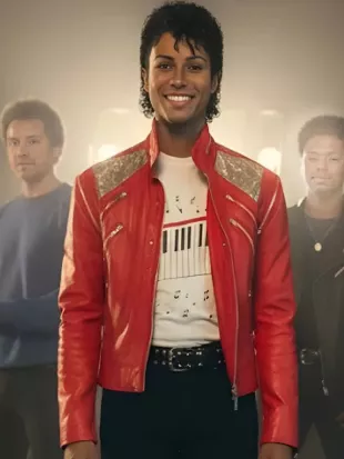Jaafar Jackson Michael 2026 Beat It Red Leather Jacket
