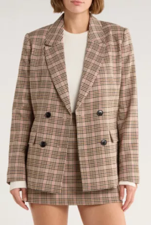 Plaid Double Breasted Blazer