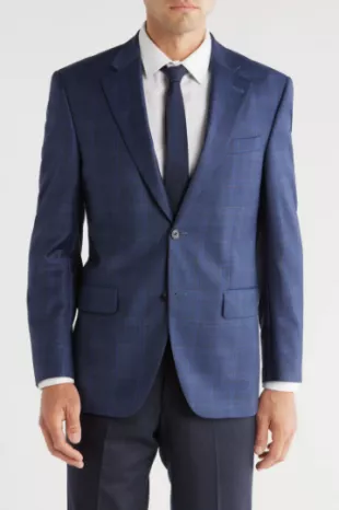 Blue Plaid Wool Blazer